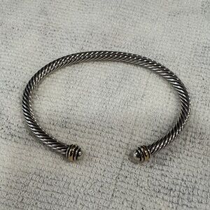 David Yurman Cable Classics Sterling Silver & 18K Yellow Gold Bracelet, 4mm used